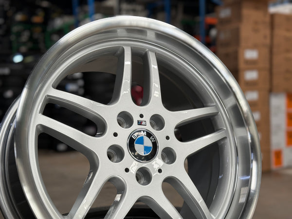New 18x8 ET13 18x9.5 ET25 H20 BMW M Parallel (4 wheels) Silver Polished 5X120