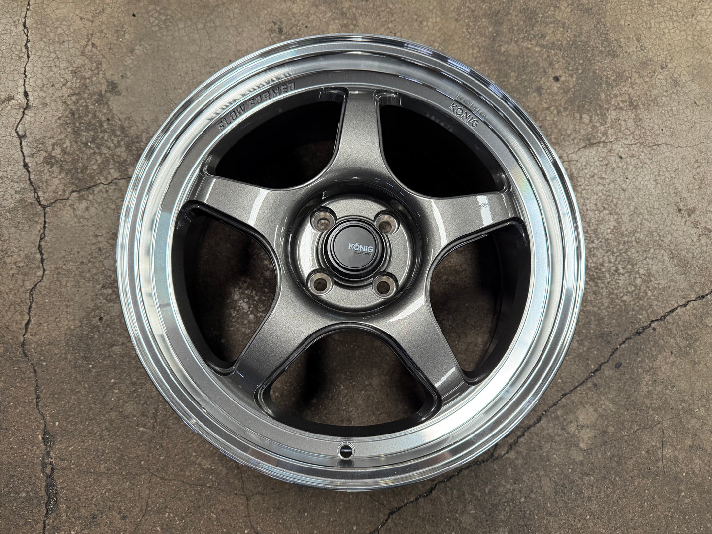 New 17X8 ET40 Konig Hyperspec Rim (4 wheel) Gunmetal Polished Lip 4X100