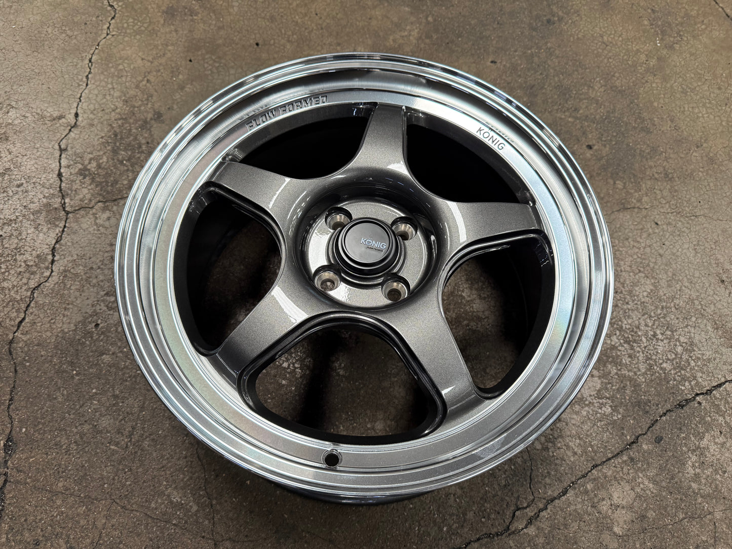 New 17X8 ET40 Konig Hyperspec Rim (4 wheel) Gunmetal Polished Lip 4X100