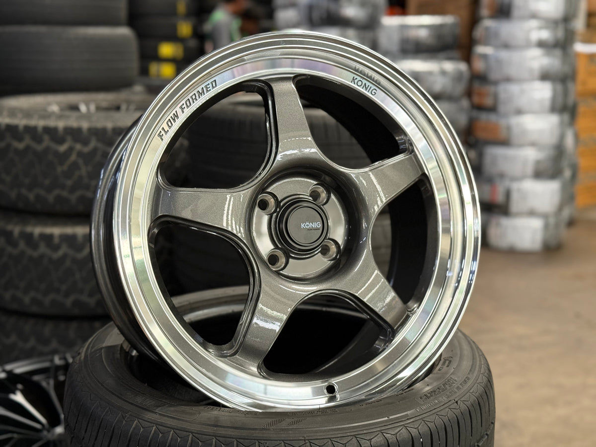 New 17X8 ET40 Konig Hyperspec Rim (4 wheel) Gunmetal Polished Lip 4X100