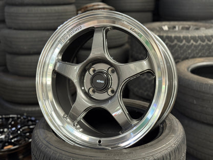 New 17X8 ET40 Konig Hyperspec Rim (4 wheel) Gunmetal Polished Lip 4X100