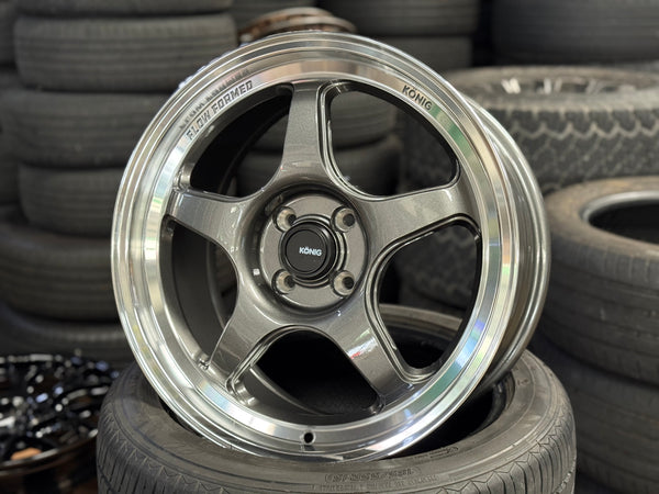 New 17X8 ET40 Konig Hyperspec Rim (4 wheel) Gunmetal Polished Lip 4X100