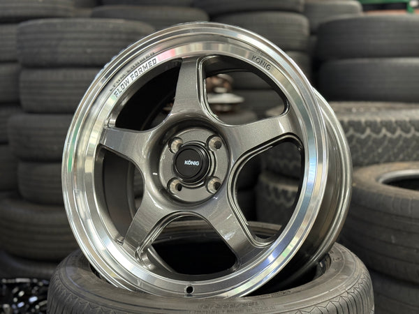 New 17X8 ET40 Konig Hyperspec Rim (4 wheel) Gunmetal Polished Lip 4X100