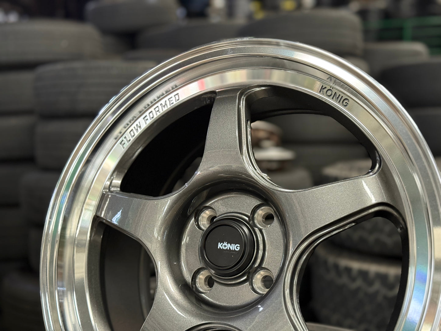New 17X8 ET40 Konig Hyperspec Rim (4 wheel) Gunmetal Polished Lip 4X100