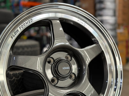 New 17X8 ET40 Konig Hyperspec Rim (4 wheel) Gunmetal Polished Lip 4X100