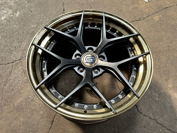 New 18 G forged GF03 Rim (4 wheel) Matt Black Gold Barrel 5x114.3