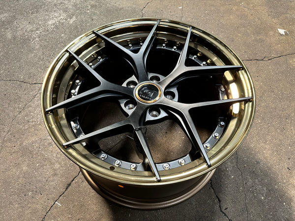New 18 G forged GF03 Rim (4 wheel) Matt Black Gold Barrel 5x114.3