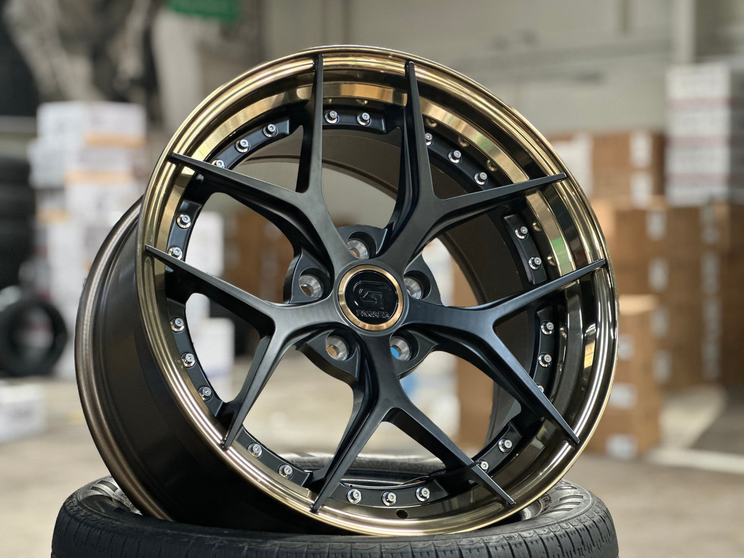 New 18 G forged 03 Rim (4 wheel) Matt Black Gold Barrel 5x114.3
