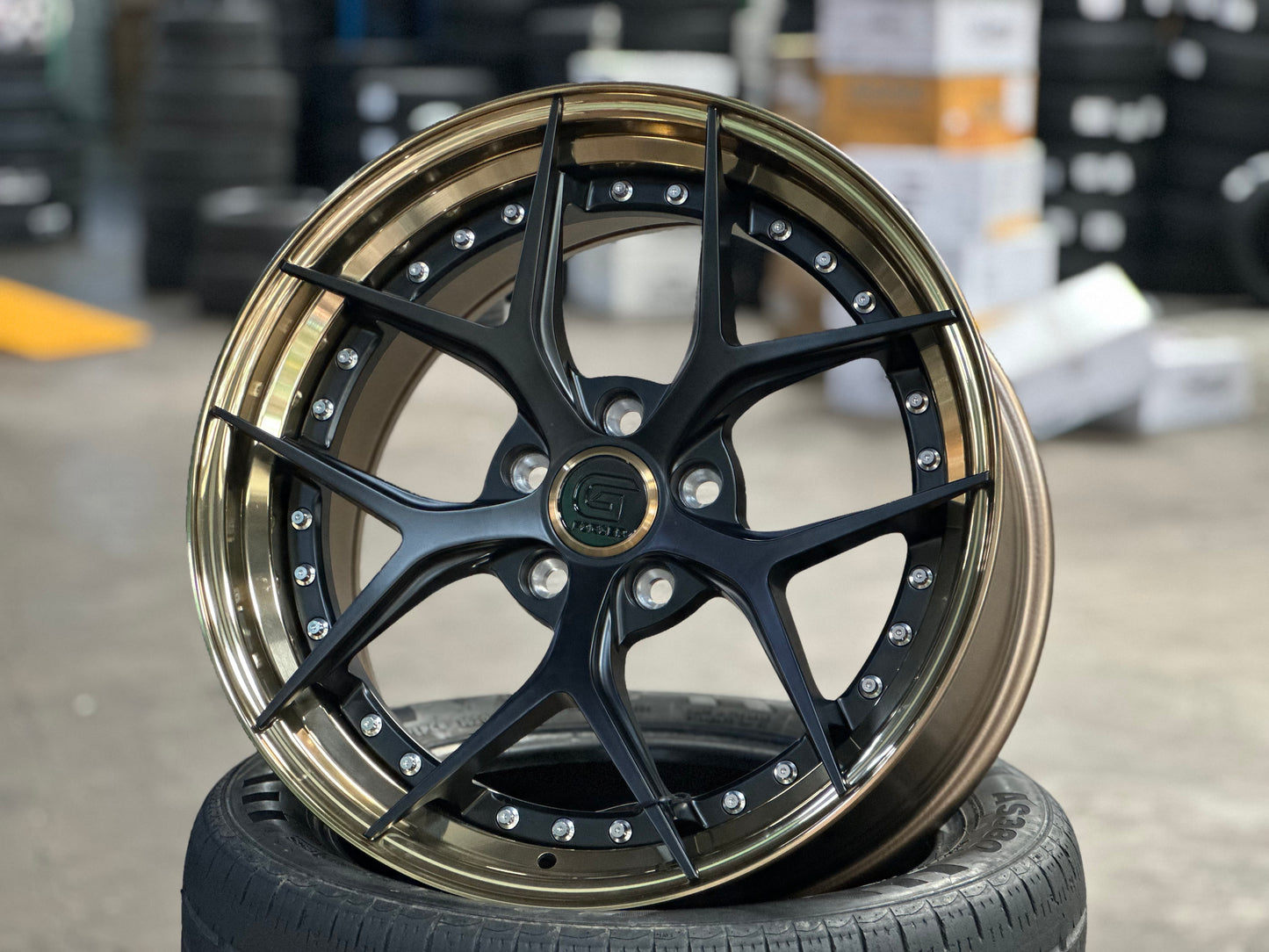 New 18 G forged 03 Rim (4 wheel) Matt Black Gold Barrel 5x114.3