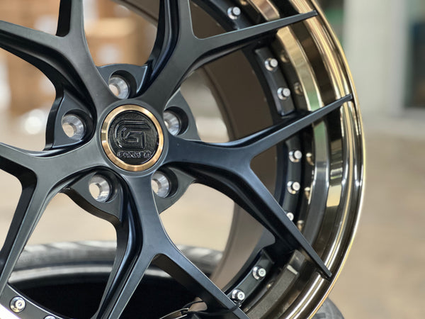 New 18 G forged GF03 Rim (4 wheel) Matt Black Gold Barrel 5x114.3