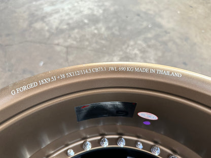 New 18 G forged 03 Rim (4 wheel) Matt Black Gold Barrel 5x112