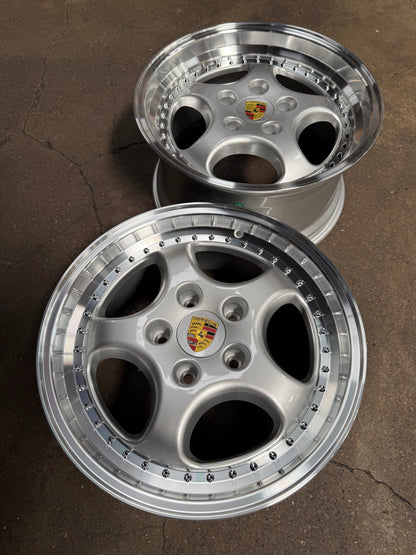 New 18x8 ET50 18x9.5 ET50 Porsche Carrera (4 wheels) Classic Silver 5x130