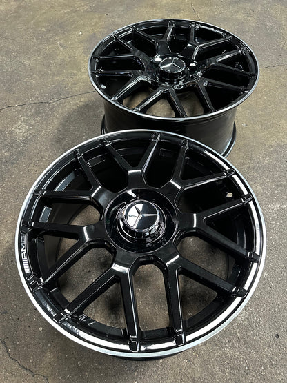 New 18x8 ET42 18x9 ET45 Mercedes AMG (4 wheels) GLOSS BLACK 5X112