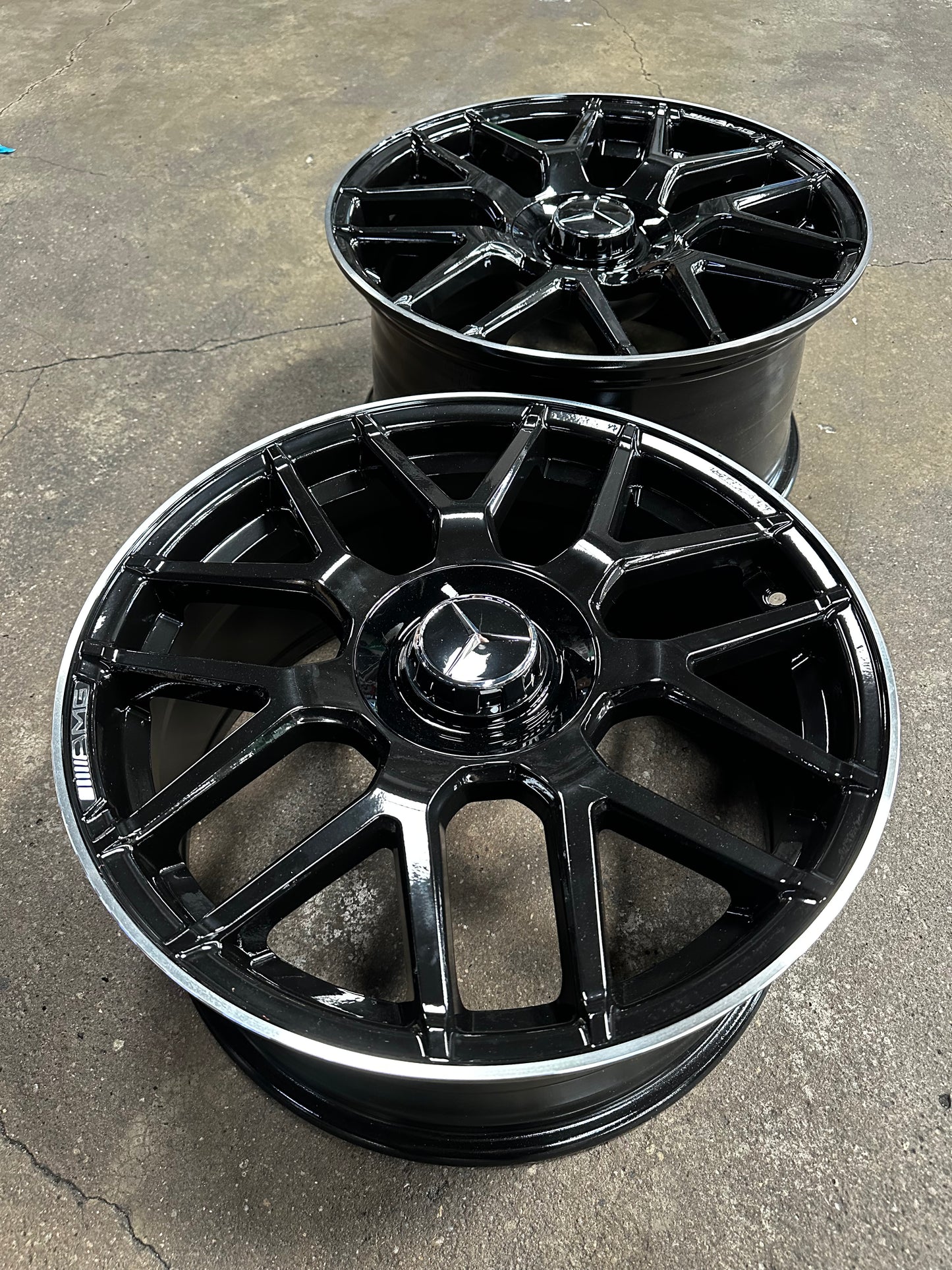 New 18x8 ET42 18x9 ET45 Mercedes AMG (4 wheels) GLOSS BLACK 5X112