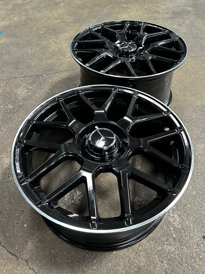 New 18x8 ET42 18x9 ET45 Mercedes AMG (4 wheels) GLOSS BLACK 5X112