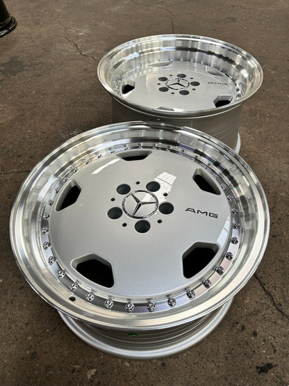 New 18x8.5 ET18 18x9.5 ET20 Mercedes AERO CLASSIC Staggered 5x112 Silver Polished Lips + 20 pcs Wheel Bolts