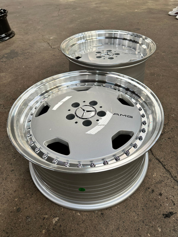 New 18x8.5 ET18 18x9.5 ET20 Mercedes AERO CLASSIC Staggered 5x112 Silver Polished Lips + 20 pcs Wheel Bolts