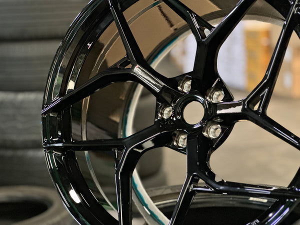 New 20x8.5 ET20 20x11 ET30 Overdrive Forged Ferrari F430 (4 wheel) Gloss Black 5x108
