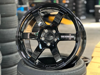 New 19x8.5J ET30 19x9.5J ET40 AOW TE37 (4 wheels) Black 5x112