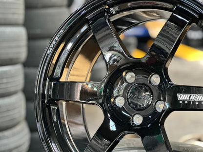 New 19x8.5J ET30 19x9.5J ET40 AOW TE37 (4 wheels) Black 5x112