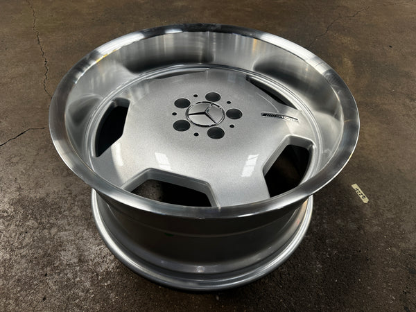 New 19x8.5 Front 19x9.5 Rear ET35 Mercedes Classic Monoblock Design Silver 5x112 (4 Wheels)