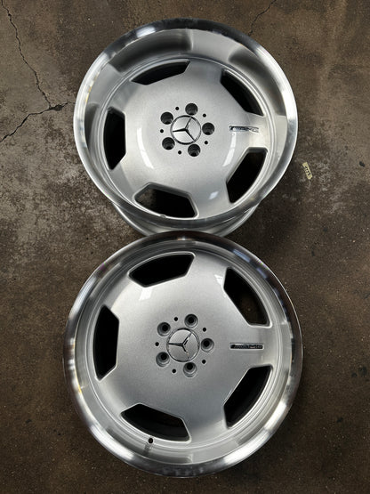 New 19x8.5 Front 19x9.5 Rear ET35 Mercedes Classic Monoblock Design Silver 5x112 (4 Wheels)