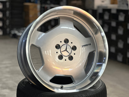 New 19x8.5 Front 19x9.5 Rear ET35 Mercedes Classic Monoblock Design Silver 5x112 (4 Wheels)
