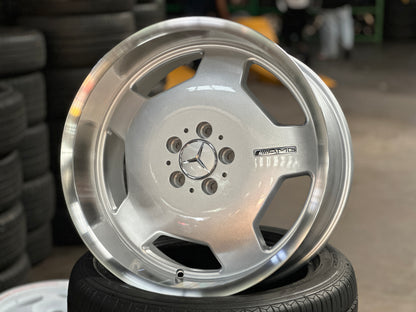 New 19x8.5 Front 19x9.5 Rear ET35 Mercedes Classic Monoblock Design Silver 5x112 (4 Wheels)