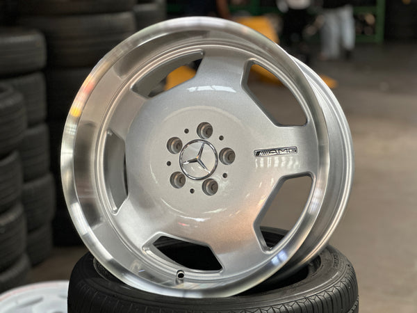 New 19x8.5 Front 19x9.5 Rear ET35 Mercedes Classic Monoblock Design Silver 5x112 (4 Wheels)