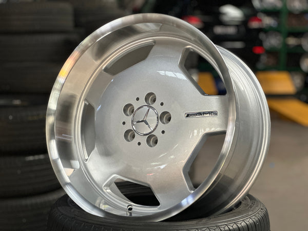 New 19x8.5 Front 19x9.5 Rear ET35 Mercedes Classic Monoblock Design Silver 5x112 (4 Wheels)