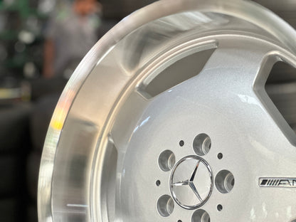 New 19x8.5 Front 19x9.5 Rear ET35 Mercedes Classic Monoblock Design Silver 5x112 (4 Wheels)