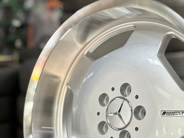 New 19x8.5 Front 19x9.5 Rear ET35 Mercedes Classic Monoblock Design Silver 5x112 (4 Wheels)