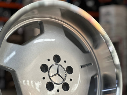 New 19x8.5 Front 19x9.5 Rear ET35 Mercedes Classic Monoblock Design Silver 5x112 (4 Wheels)