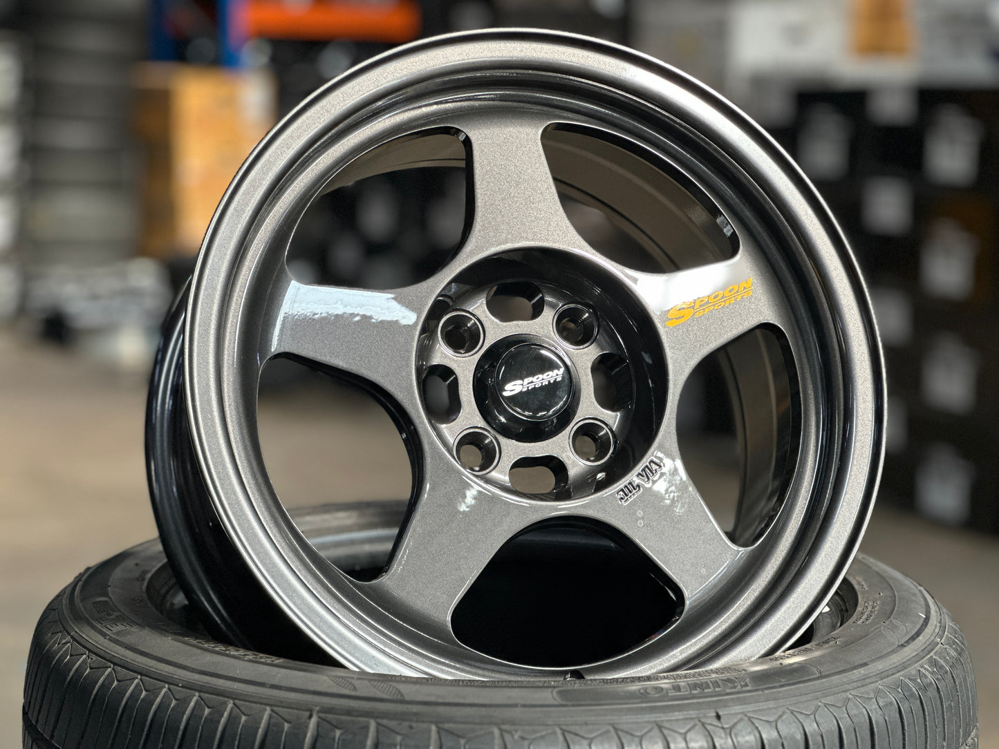 New 15X7 ET35 XOX Spoon Rim (4 wheel) Gunmetal 4X100