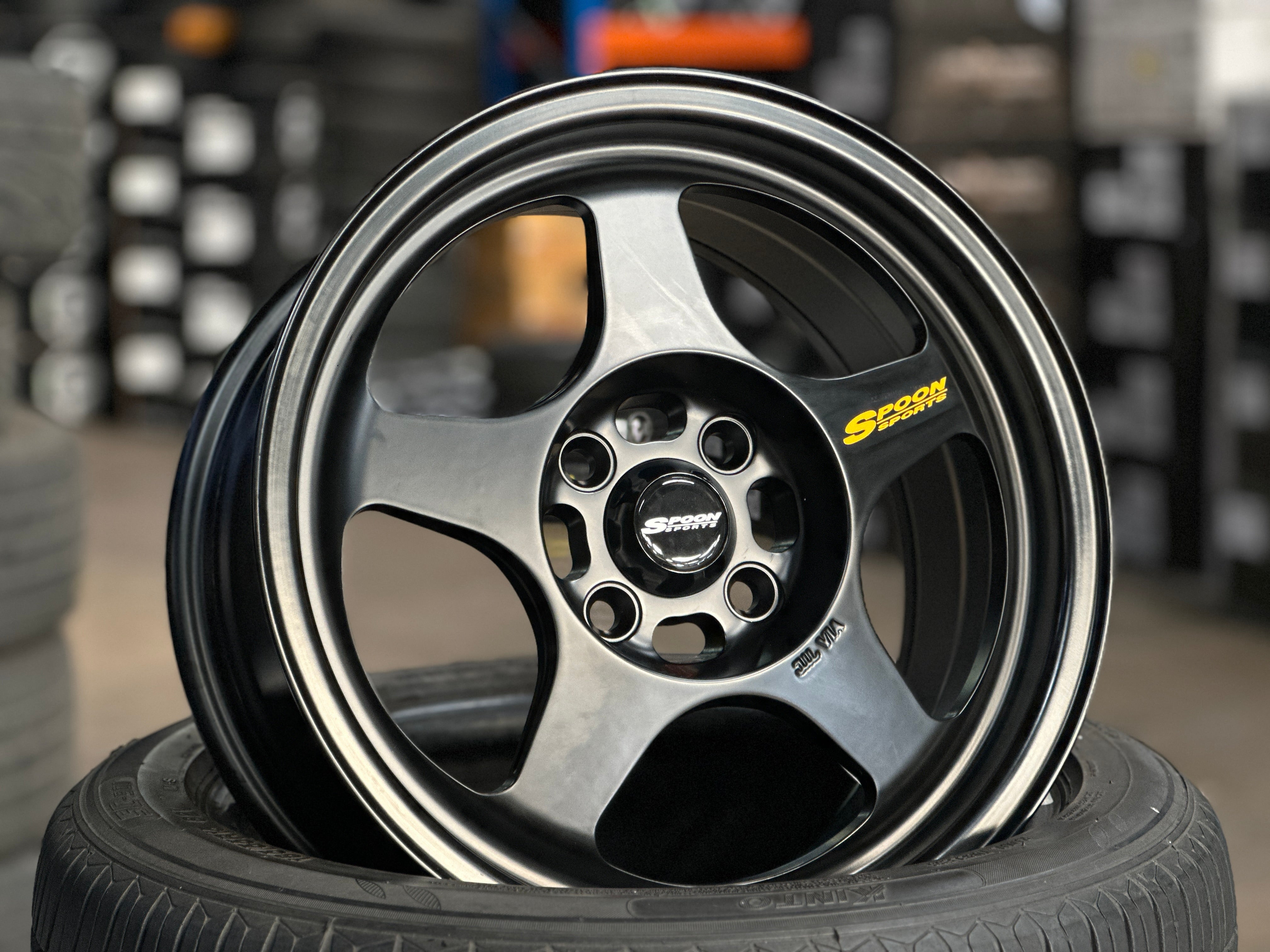 New 15X7 ET35 XOX Spoon Rim (4 wheel) Black 4X100 – King of Rims