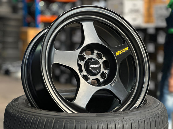 New 15X7 ET35 XOX Spoon Rim (4 wheel) Black 4X100