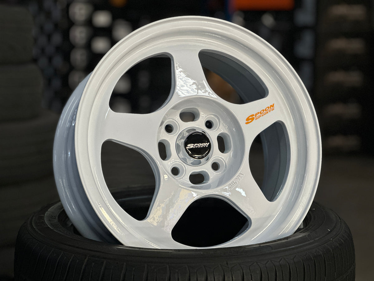 New 15X7 ET35 XOX Spoon Rim (4 wheel) White 4X100