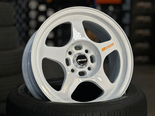 New 15X7 ET35 XOX Spoon Rim (4 wheel) White 4X100