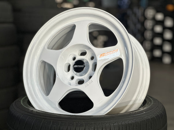 New 15X7 ET35 XOX Spoon Rim (4 wheel) White 4X100