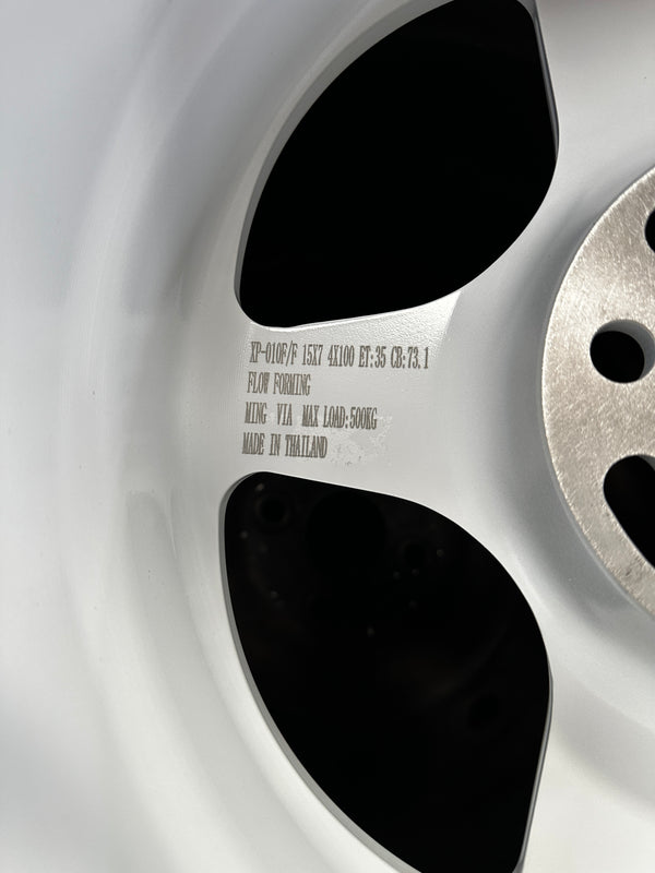 New 15X7 ET35 XOX Spoon Rim (4 wheel) White 4X100