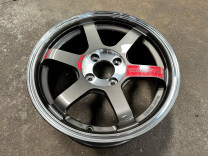 New 15X7 ET35 AOW TE37 SONIC Rim (4 wheel) Gloss Gunmetal 4X100