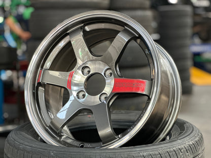 New 15X7 ET35 AOW TE37 SONIC Rim (4 wheel) Gloss Gunmetal 4X100