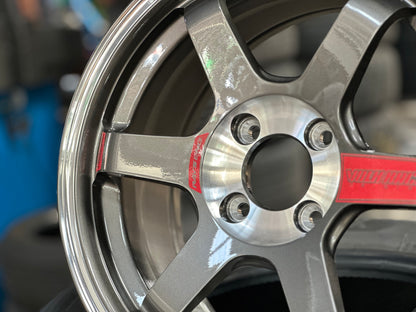 New 15X7 ET35 AOW TE37 SONIC Rim (4 wheel) Gloss Gunmetal 4X100