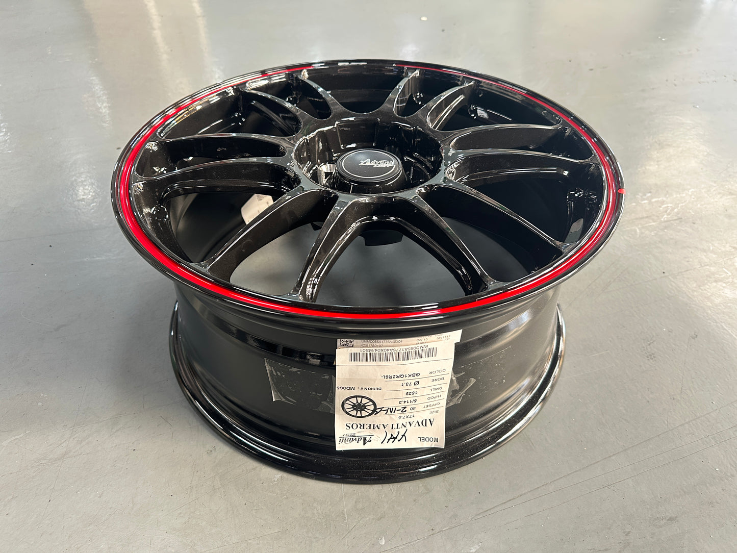 New 17x7.5 ET40 Advanti Ameros (4 wheel) 5x114.3 Black RED