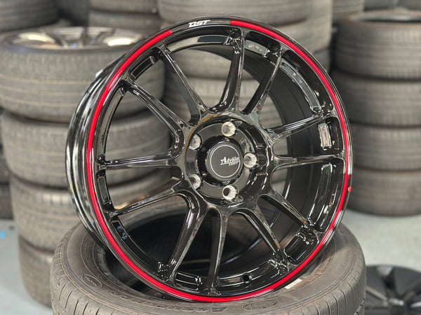 New 17x7.5 ET40 Advanti Ameros (4 wheel) 5x114.3 Black RED