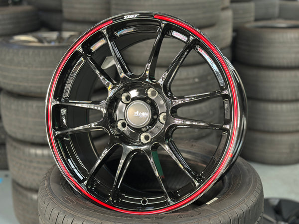 New 17x7.5 ET40 Advanti Ameros (4 wheel) 5x114.3 Black RED