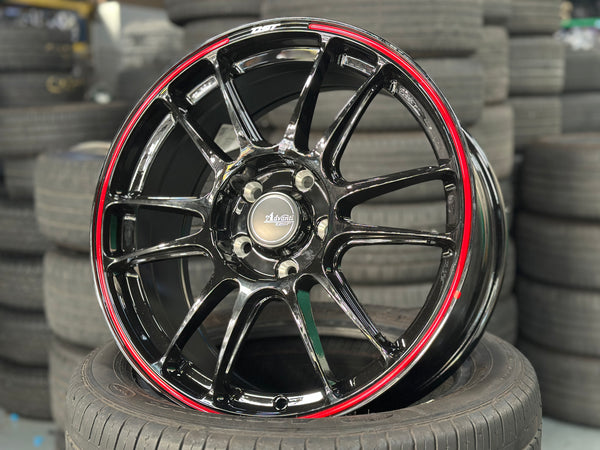New 17x7.5 ET40 Advanti Ameros (4 wheel) 5x114.3 Black RED