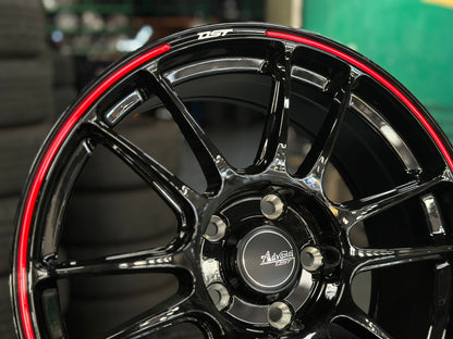 New 17x7.5 ET40 Advanti Ameros (4 wheel) 5x114.3 Black RED
