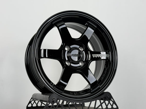 New 15X7 ET35 AOW TE37 Sonic Rim (4 wheel) Gloss Black 4X100