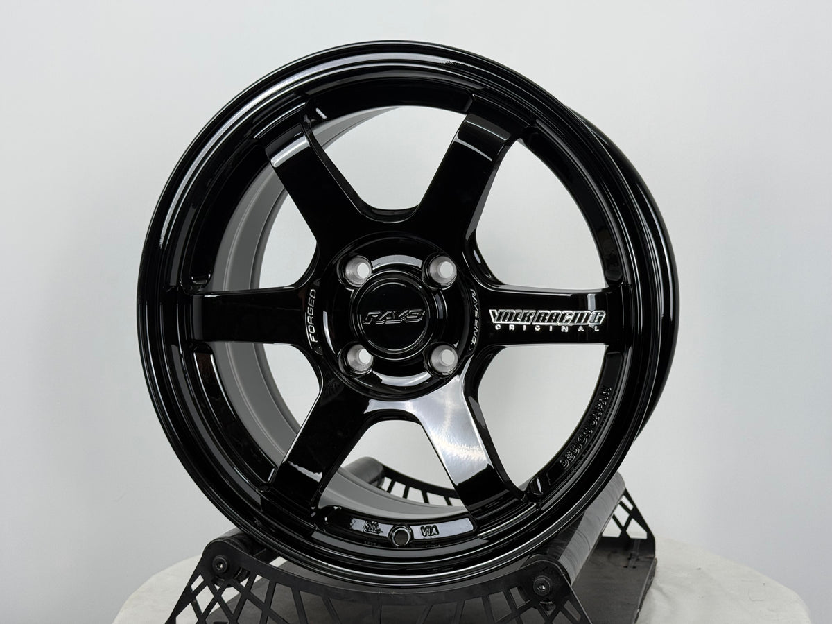 New 15X7 ET35 AOW TE37 Sonic Rim (4 wheel) Gloss Black 4X100